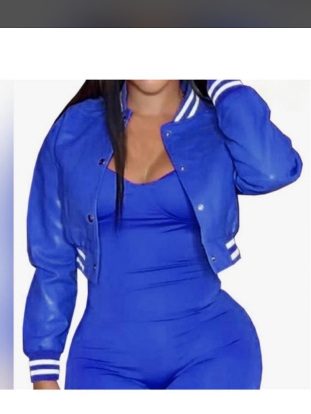 Cropped Royal Blue Bomber Jacket - Women